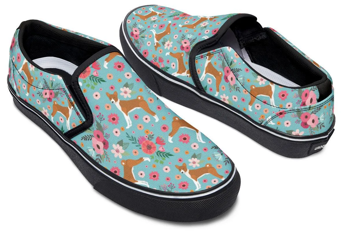 Basenji Flower Slip-On Shoes