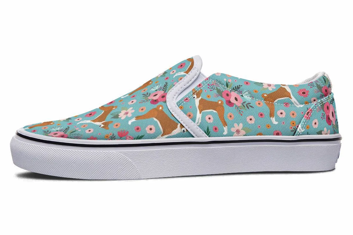 Basenji Flower Slip-On Shoes