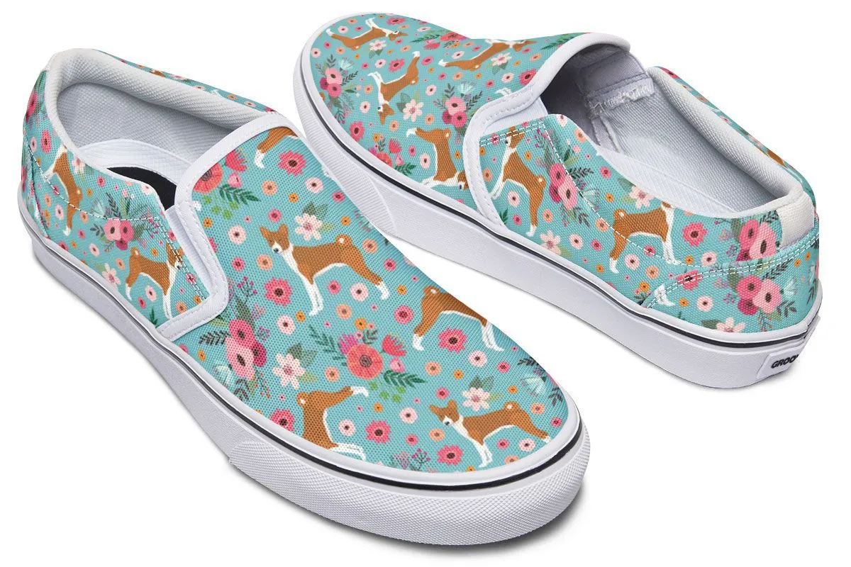 Basenji Flower Slip-On Shoes