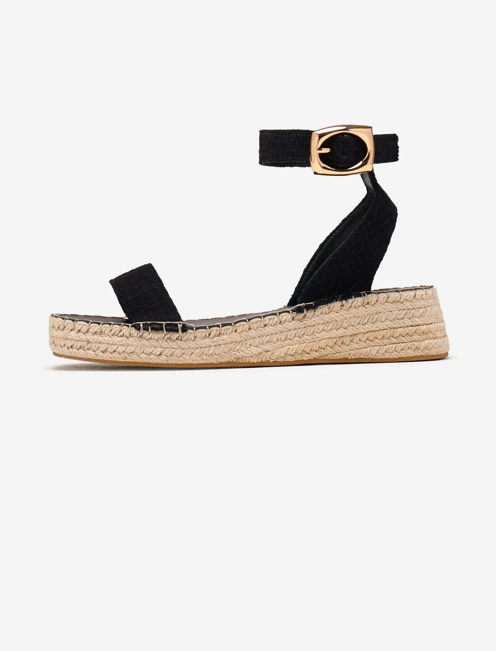 Black Linen Two Part Espadrilles