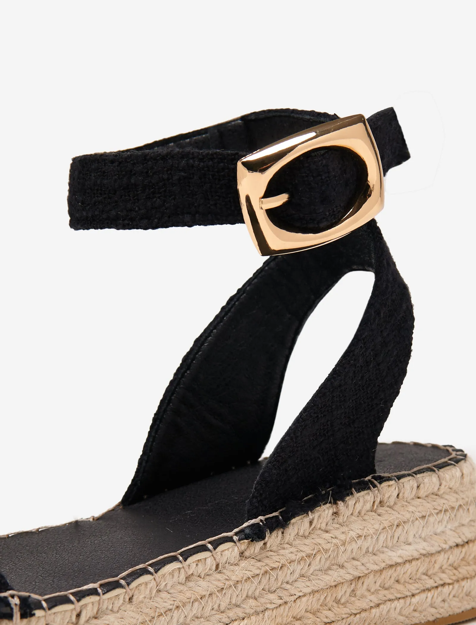 Black Linen Two Part Espadrilles