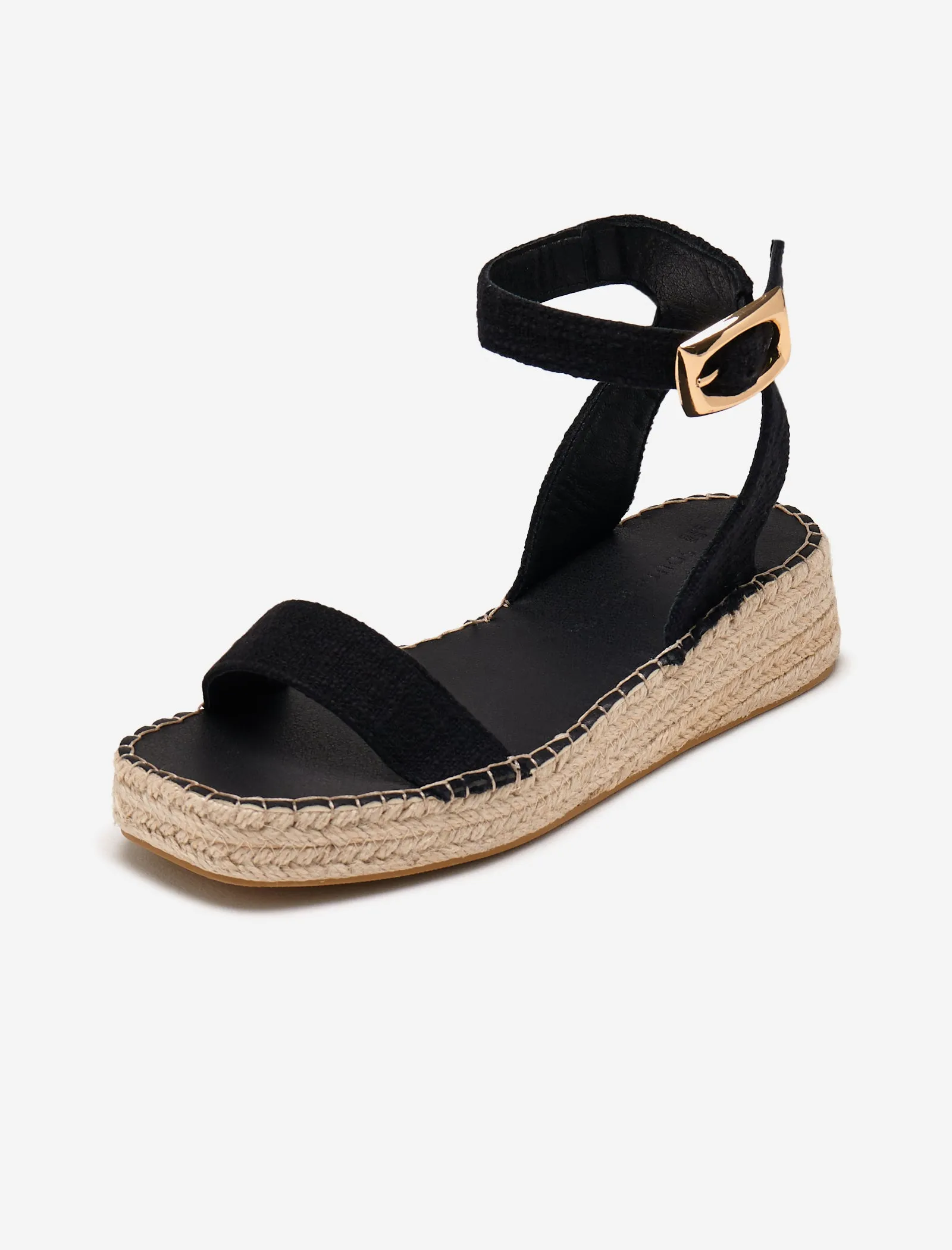 Black Linen Two Part Espadrilles