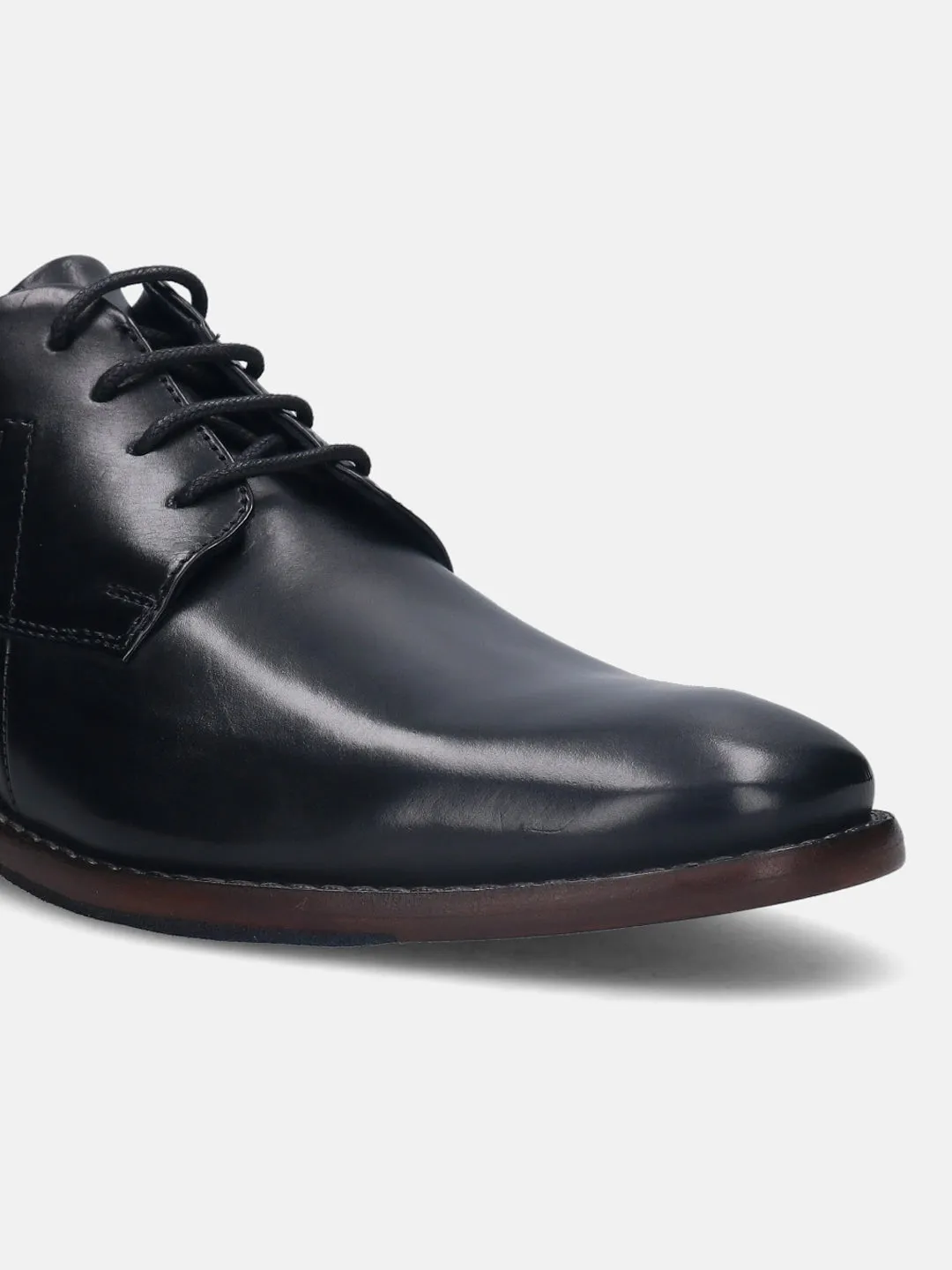bugatti Black Premium Leather Derby Shoes