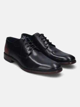 bugatti Black Premium Leather Derby Shoes
