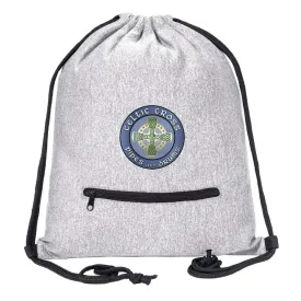 Celtic Cross BAND Melange Drawstring Gym Bag With Zipper Pocket