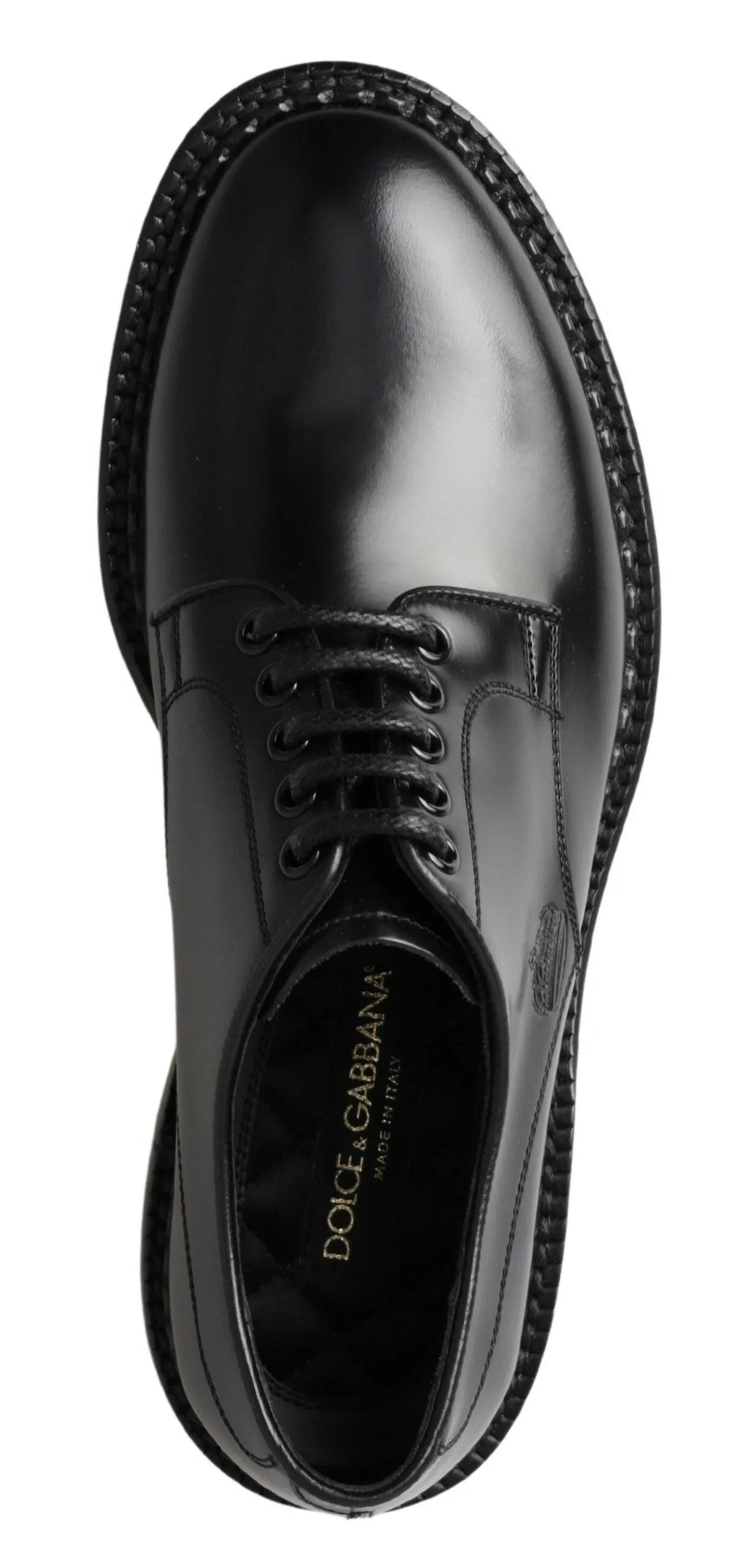 Dolce & Gabbana Black Leather Formal Dress Men Derby Shoes