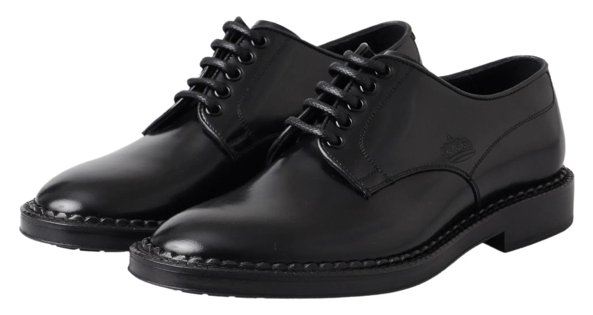 Dolce & Gabbana Black Leather Formal Dress Men Derby Shoes