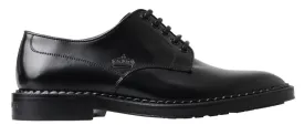 Dolce & Gabbana Black Leather Formal Dress Men Derby Shoes