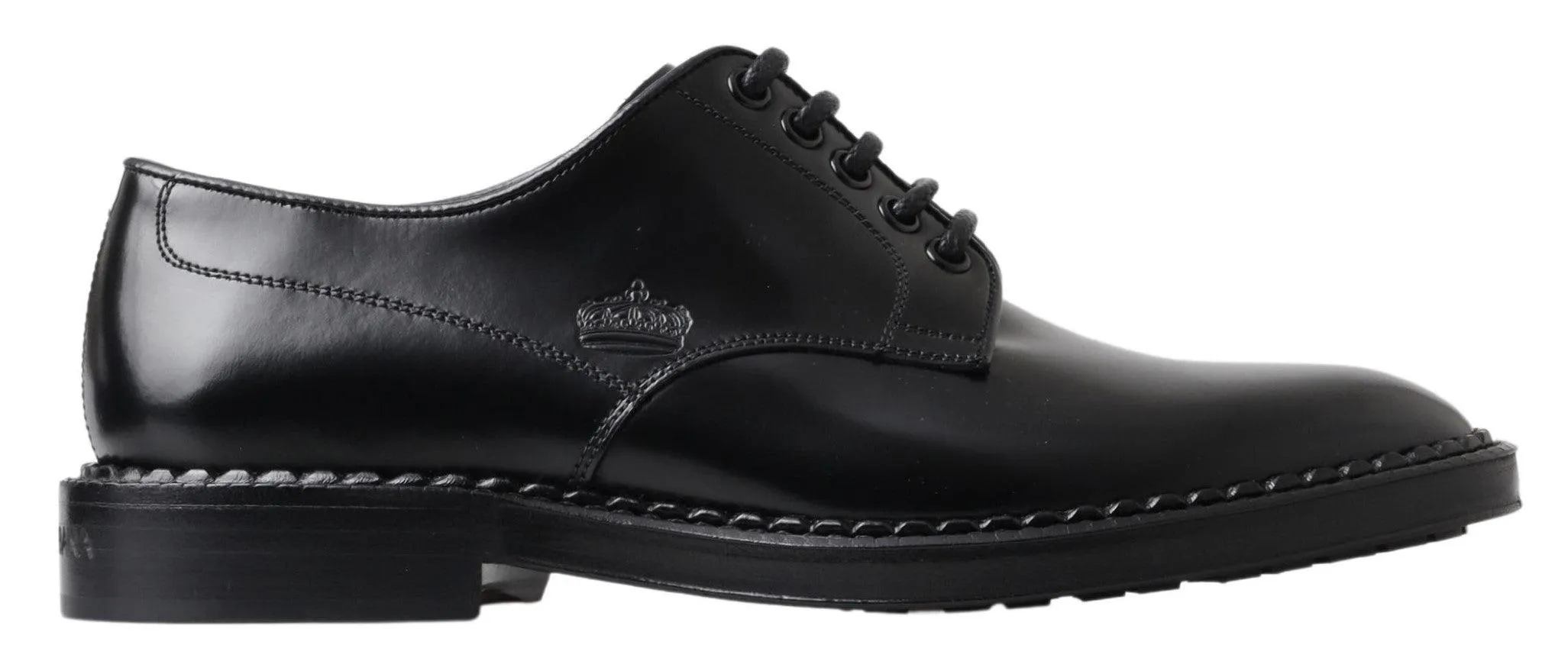 Dolce & Gabbana Black Leather Formal Dress Men Derby Shoes