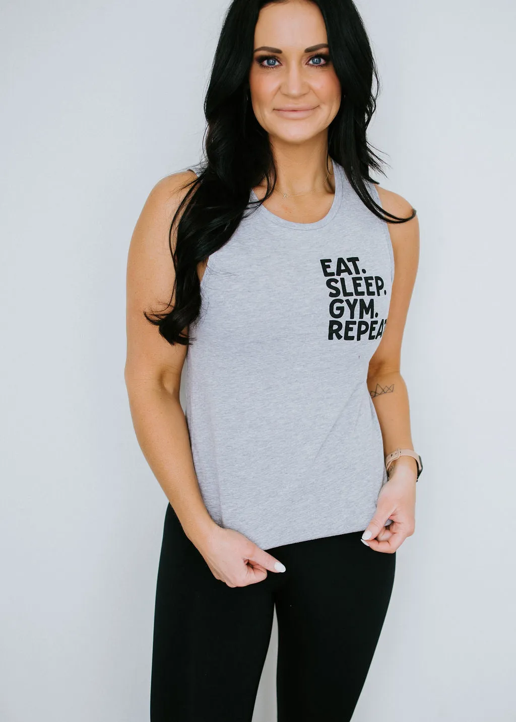 Eat Sleep Gym Repeat Graphic Tank