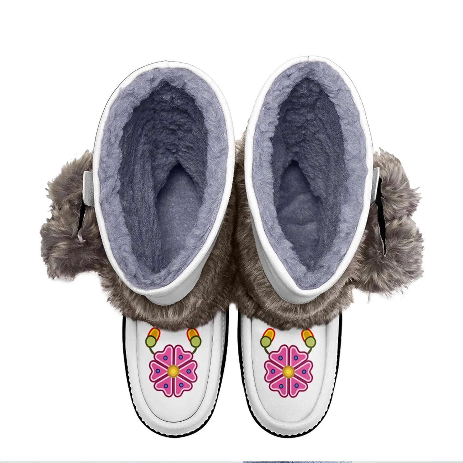 Floral Maskwa Real Leather MocLux with Fur