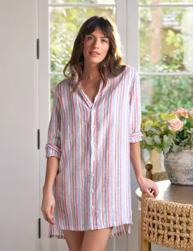 HUNTER Multi Pink and Green Stripe, Italian Classic Linen