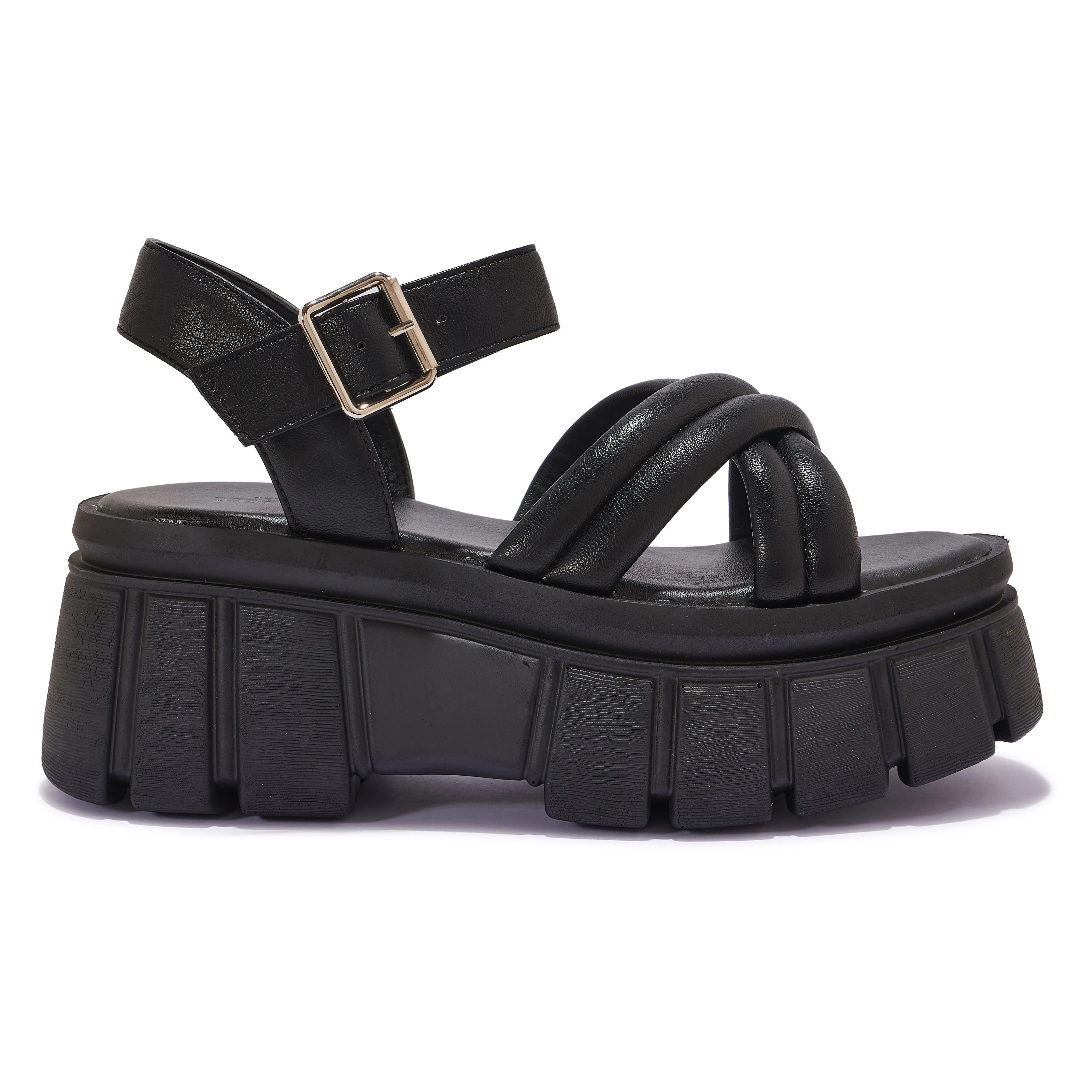 LILU12 – PADDED CROSS-OVER STRAP CLEATED PLATFORM SANDAL