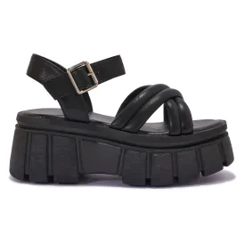 LILU12 – PADDED CROSS-OVER STRAP CLEATED PLATFORM SANDAL