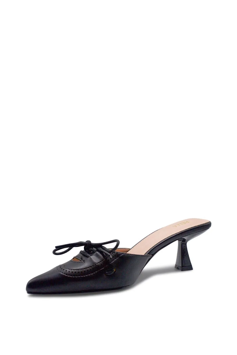Mazzy Pointed Toe Kitten Heel - Black