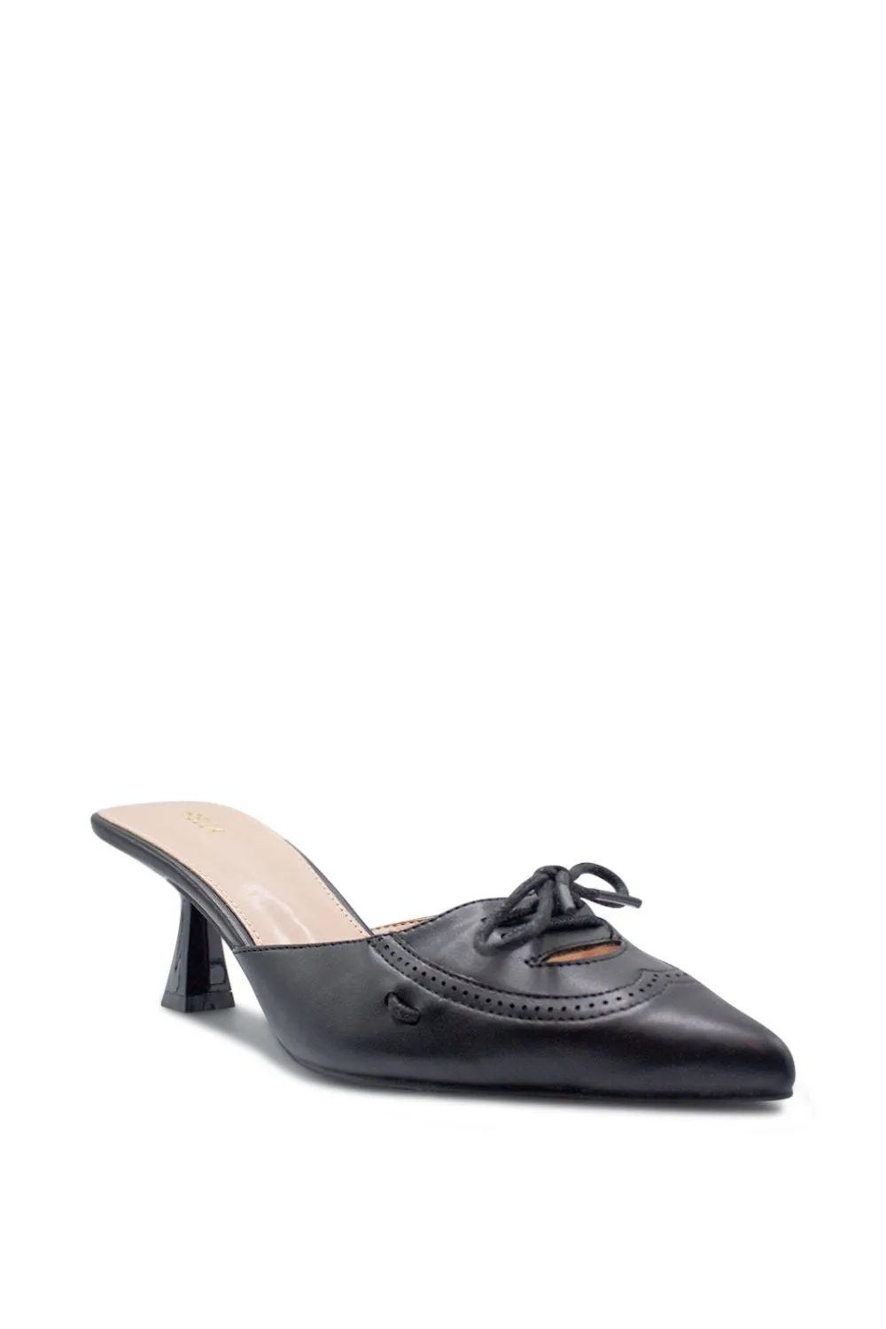 Mazzy Pointed Toe Kitten Heel - Black