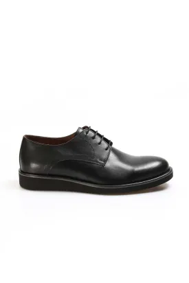 Men's Black Leather Derby Shoes with Sleek Design - Wessi