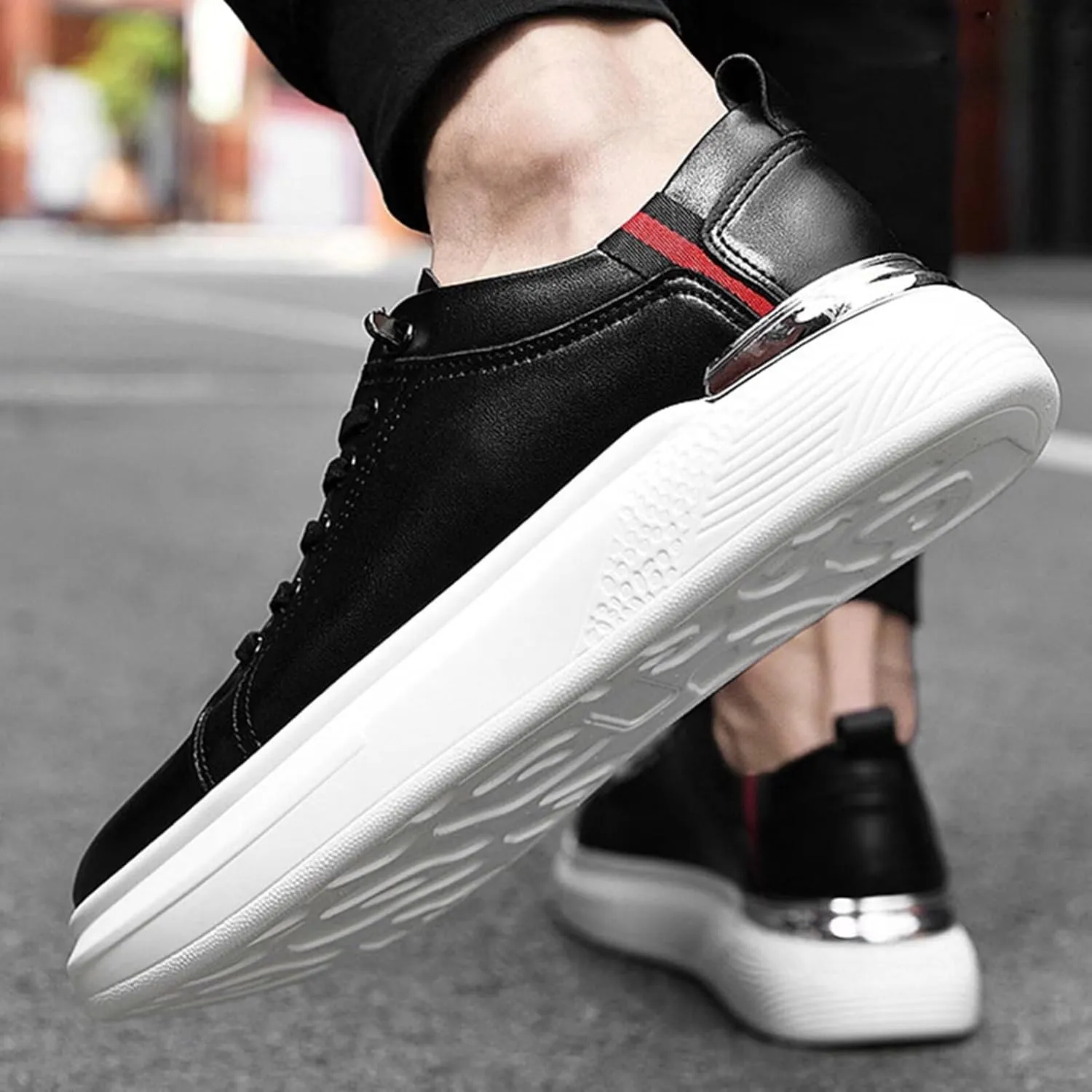 Men's Invisible Height Increasing Elevator Shoes 2.36" Leather Lace up Driving Casual Sneakers Height-Boosting Formal Dress Shoes for Business Wedding Office