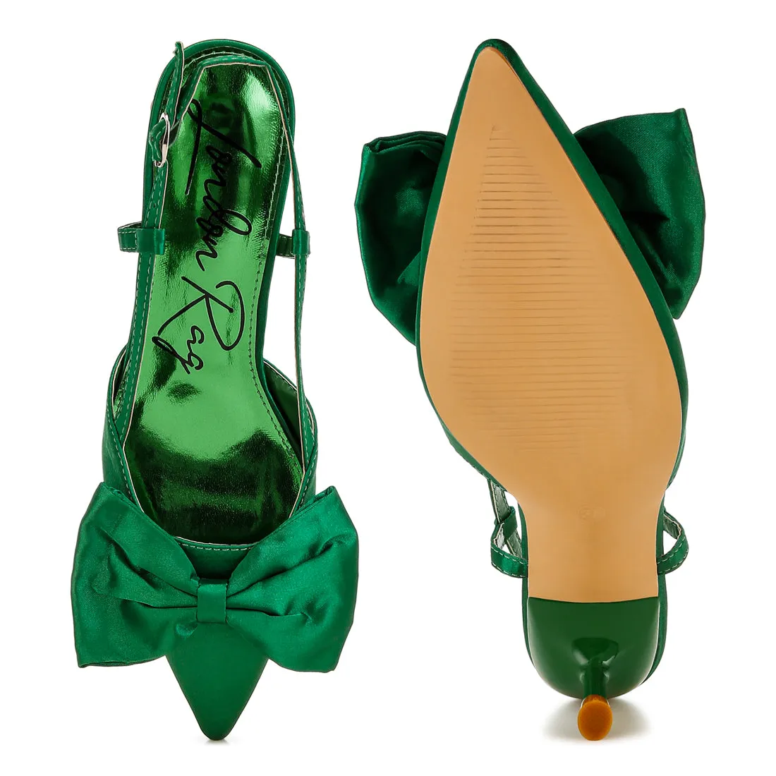 Satin Bow Slingback Sandals
