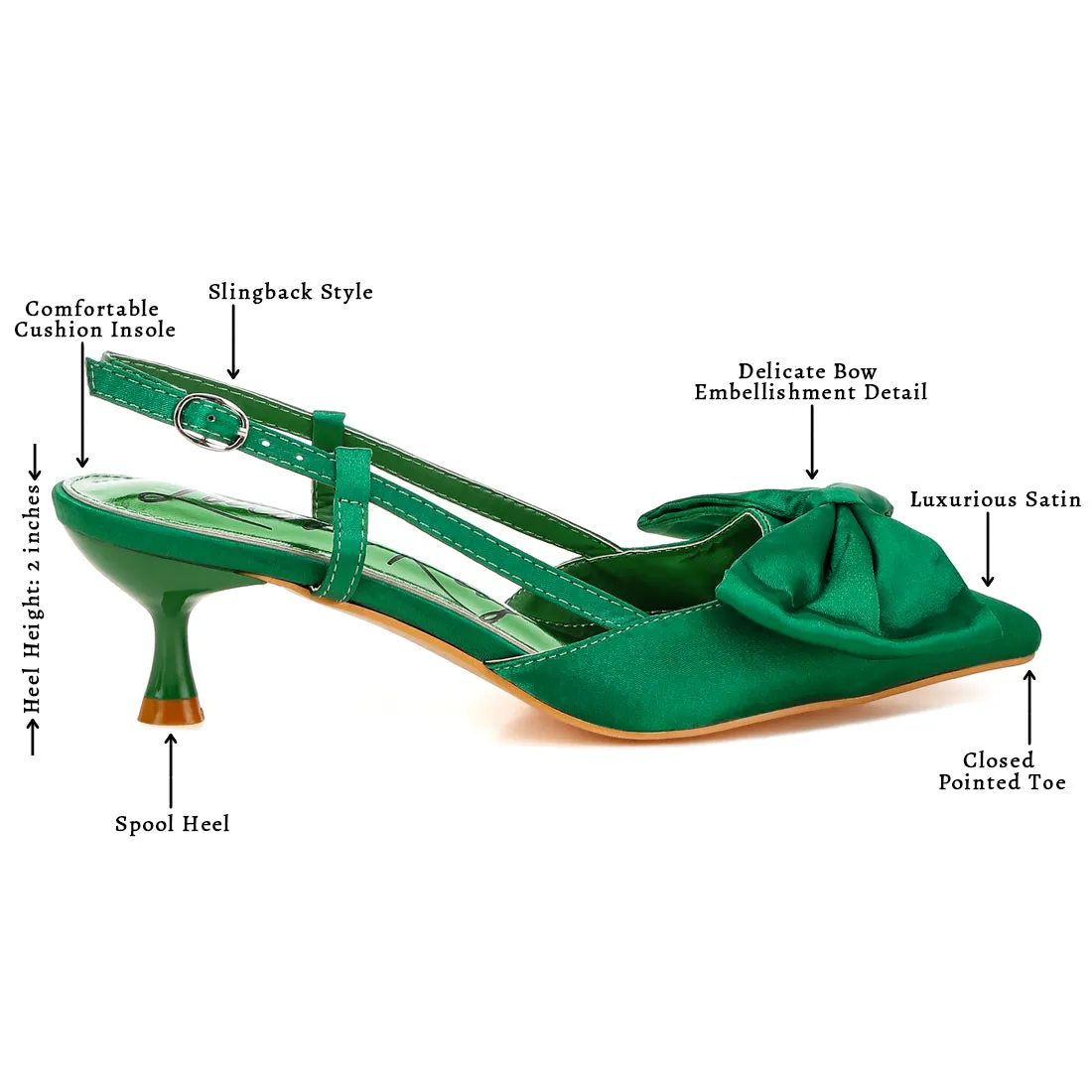 Satin Bow Slingback Sandals