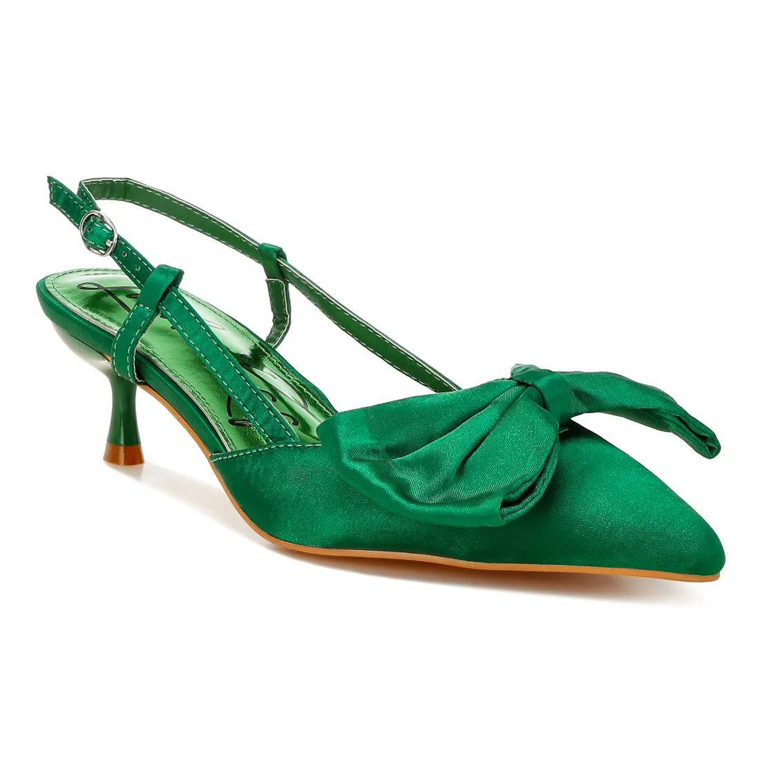 Satin Bow Slingback Sandals