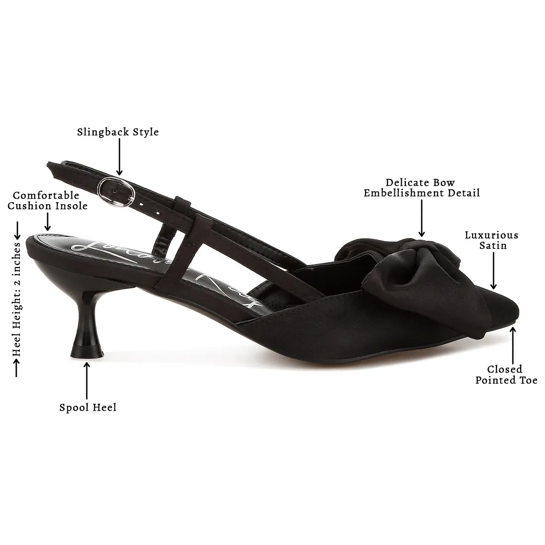 Satin Bow Slingback Sandals