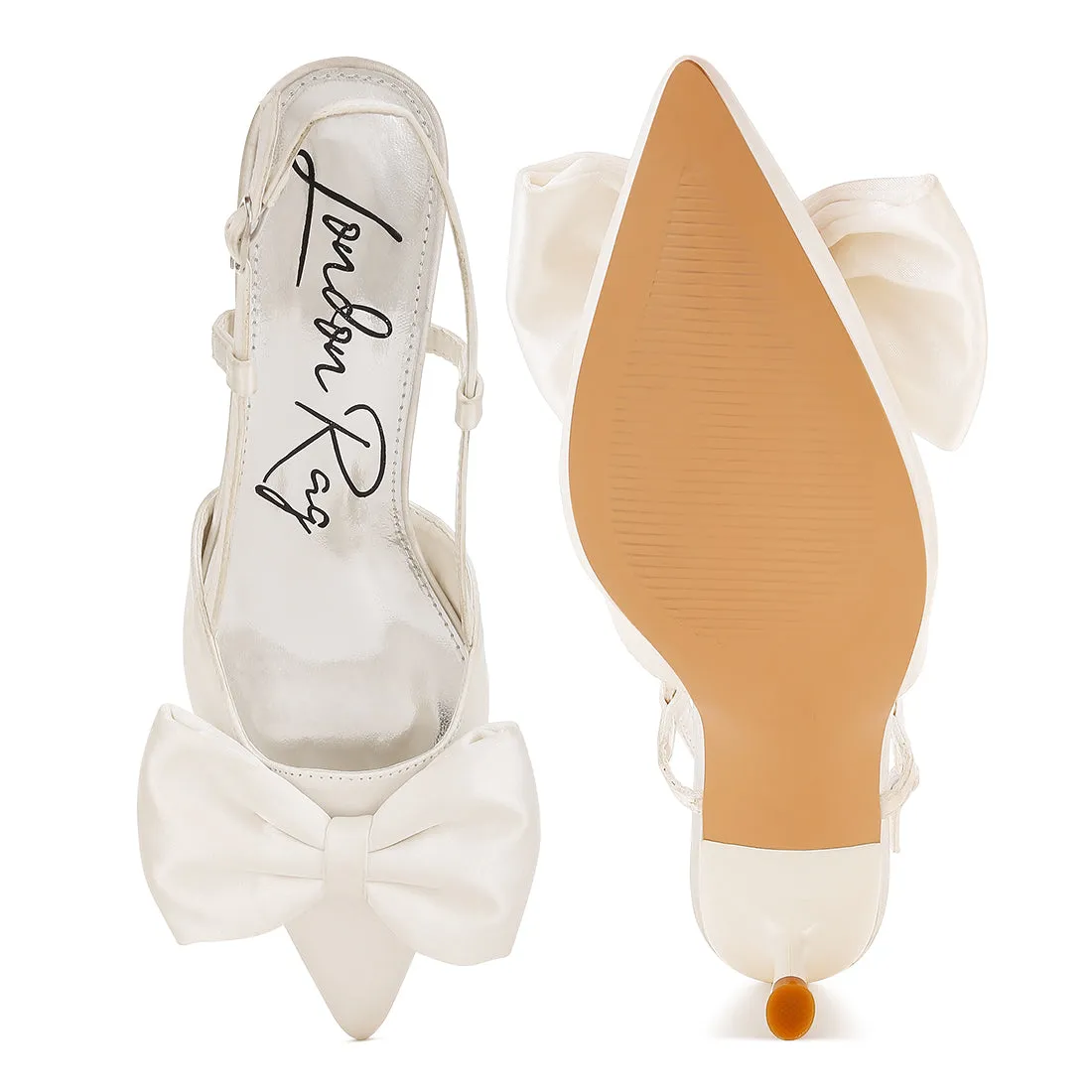 Satin Bow Slingback Sandals