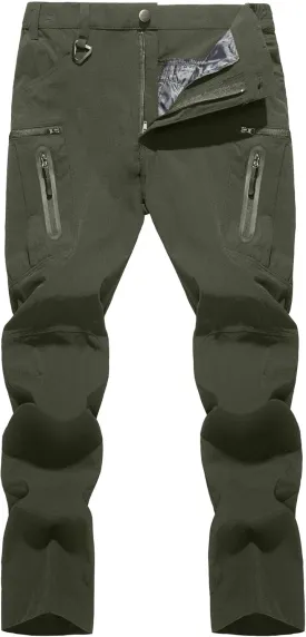 TACVASEN Men's Lightweight Hiking Tactical Pants Waterproof Quick Dry Cargo Work Rain Outdoor Pants 8 Pockets