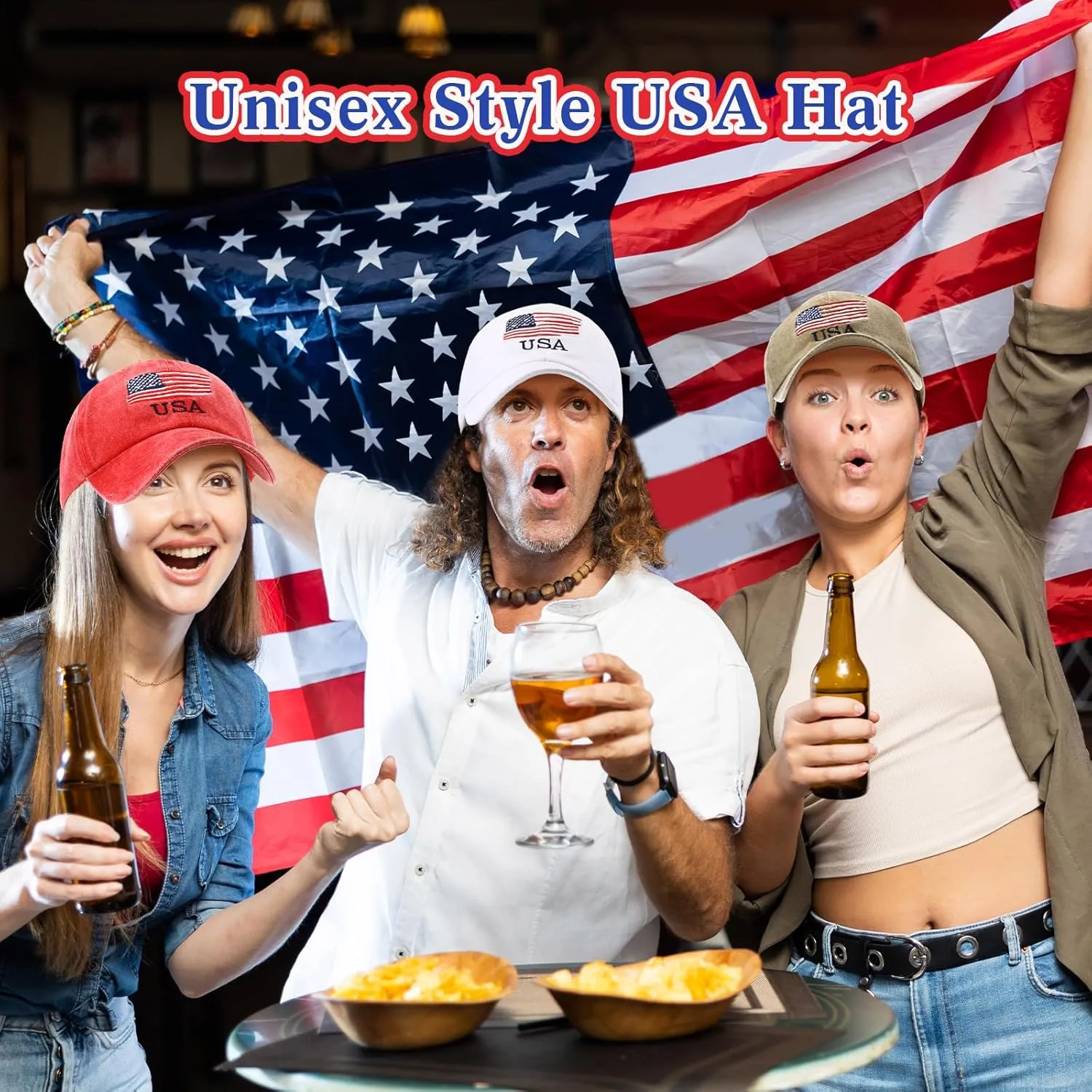 Tarpop 6 Pcs American Flag Baseball Cap Tactical USA Flag Hats Adjustable Washed Us Flag Cap for Men Women