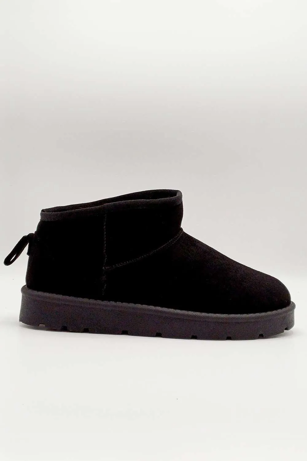Zeda Small Flatform Faux Fur Ankle Boots in Black