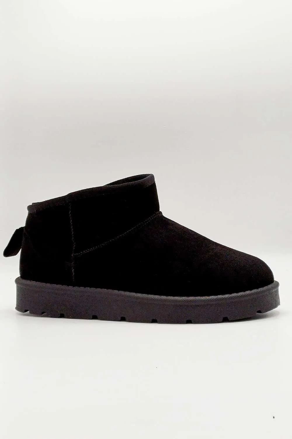 Zeda Small Flatform Faux Fur Ankle Boots in Black